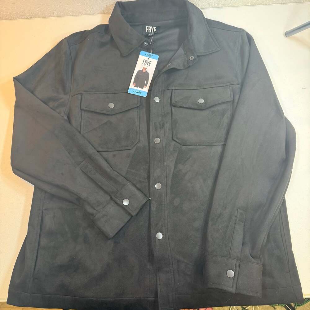 Frye Women’s Faux Suede Shacket Jacket Black Size L Snap Front Western NWT